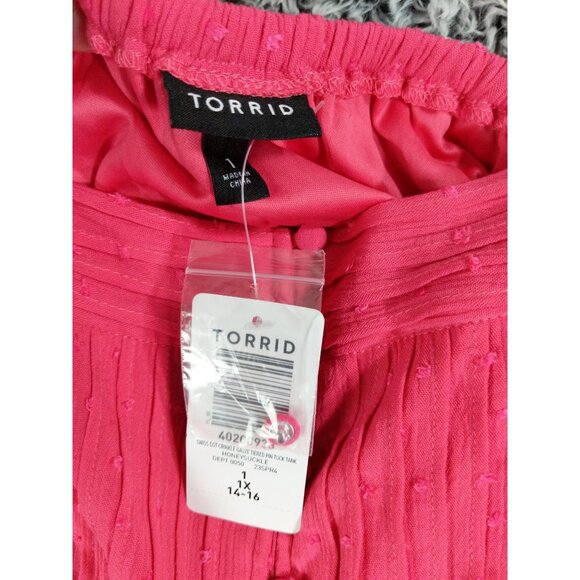 TORRID Swiss Dot Tank Top Womens SZ 1X Honeysuckle Pink Gauze Barbiecore Fairy - Picture 6 of 8